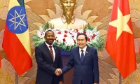 Vietnamese top legislator receives Ethiopian PM