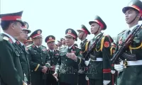 Vietnamese soldiers prepare for Red Square parade in Moscow