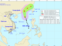 Bão số 1 di chuyển theo hướng Bắc Tây Bắc