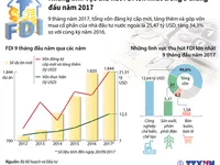 Những lĩnh vực thu hút FDI lớn nhất trong 9 tháng đầu năm 2017