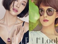 Cùng tóc ngắn, Kim Sun Ah và Hwang Jung Eum đọ sắc trên tạp chí