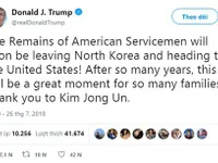 Ông Trump cảm ơn nhà lãnh đạo Triều Tiên trao trả hài cốt binh sĩ Mỹ