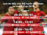 Lịch thi đấu và tường thuật trực tiếp của ĐT Việt Nam tại Asian Cup 2019