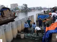 Vỡ bờ kè do triều cường, hàng trăm nhà dân TP.HCM vật lộn chống ngập