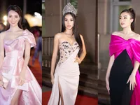 Á hậu Thụy Vân, Đỗ Mỹ Linh lộng lẫy trên thảm đỏ Bán kết Hoa hậu Việt Nam 2020