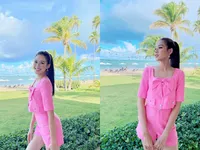 Đỗ Thị Hà diện nguyên cây hồng, nổi bật giữa dàn thí sinh Miss World 2021