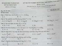 Đề thi môn Toán kỳ thi tốt nghiệp THPT 2021