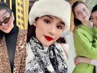 Diễn viên Việt ngày Tết: Phương Oanh diện áo da beo, Huyền Lizzie du Xuân với Quỳnh Kool