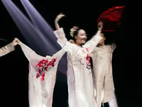 Linh Nga mặc áo dài, múa trên sàn diễn thời trang