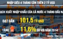 Nhập siêu 4 tháng đầu năm ở mức 2,07 tỉ USD