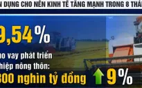 Tăng trưởng tín dụng trong 8 tháng đạt 9,54%
