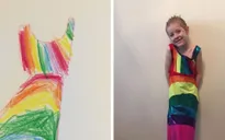 Nhà thiết kế may váy theo bản vẽ của các con mình