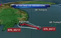 Áp thấp nhiệt đới gây mưa giông cho các vùng biển phía Nam