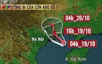 Bão số 7 cách Quảng Ninh - Hải Phòng 210km về phía Đông Nam