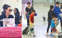 Trương Bá Chi một mình đưa các con đi nghỉ hè