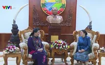 Đồng chí Tòng Thị Phóng hội kiến Tổng Bí thư, Chủ tịch nước, Chủ tịch Quốc hội Lào
