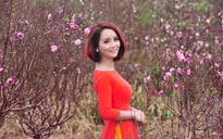 Mai Thu Huyền đẹp rạng ngời giữa vườn đào Hà Nội