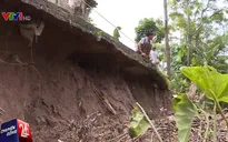 Sau mưa lớn, bờ sông Hồng sạt lở khiến nhiều hộ dân bị đe dọa