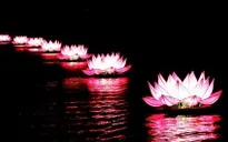 Thắp sáng 7 đài sen khổng lồ ở hồ Xuân Hương