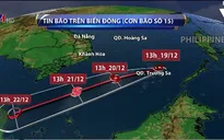 Bão số 15 cách quần đảo Trường Sa khoảng 180km, giật cấp 10