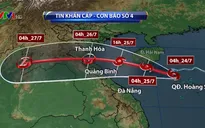 Tâm bão số 4 ở vùng biển phía Nam đảo Hải Nam (Trung Quốc)