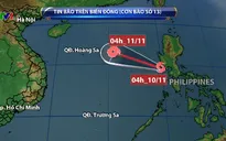 Dự báo bão số 13 di chuyển theo hướng Tây Tây Bắc