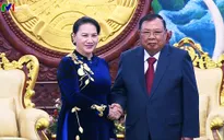 Chủ tịch Quốc hội Nguyễn Thị Kim Ngân chào xã giao Tổng Bí thư Lào
