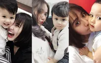 Con trai Huyền Lizzie giống hệt mẹ và rất bám bố