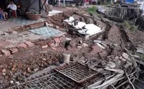 Tiếp tục sụt lún bờ sông Cái Côn, Hậu Giang