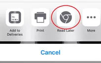 Google Chrome cập nhật tính năng “đọc lại sau” trên iOS