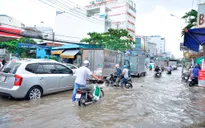Người dân TP.HCM vật lộn chống chọi với triều cường