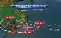 Bão số 9 tiếp tục mạnh lên, ảnh hưởng trực tiếp đến Nam Trung Bộ và miền Đông Nam Bộ