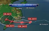 Dự báo hôm nay (24/11) bão số 9 sẽ đổ bộ vào đất liền
