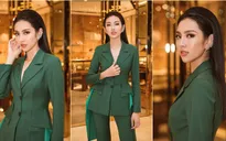 Người đẹp nhân ái Thùy Tiên khoe vẻ thời thượng với bộ suit xanh lá