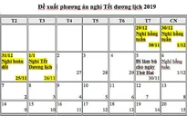Năm 2019, đề xuất ngày nghỉ hoán đổi dịp Tết Dương lịch, 30/4 và 1/5