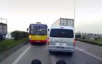 Tước bằng lái 2 tháng với tài xế xe bus đi ngược chiều trên QL18