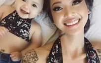 Mẹ con nổi tiếng nhờ nằm cạnh nhau chụp ảnh
