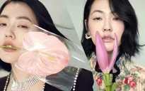 Em gái Từ Hy Viên lạnh lùng tạo dáng bên hoa
