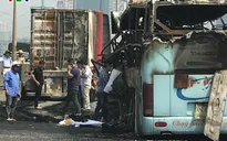 Hiện trường tai nạn khiến 2 xe bốc cháy trên vành đai 3, một thai phụ tử vong