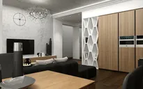 Căn hộ phong cách với màu đen, trắng và nâu gỗ