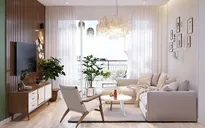 Căn hộ nhiệt đới có sách sử dụng màu xanh khéo léo