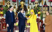 Chủ tịch Ủy ban Trung ương MTTQ Việt Nam thăm và chúc Tết Pháp chủ Giáo hội Phật giáo Việt Nam