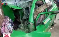 Taxi mất phanh lao vào gốc cây, tài xế gãy chân