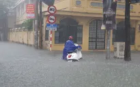 Mưa như trút, thành phố Vinh chìm trong biển nước