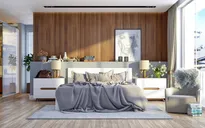 Trang trí phòng ngủ bằng tường gỗ ấn tượng