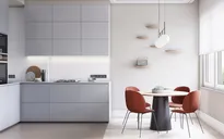 Căn hộ trang trí bằng màu xanh và hồng pastel