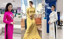 BTV thời sự Minh Trang duyên dáng trong tà áo dài trước giờ lên sóng