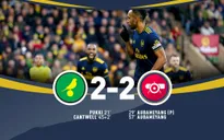 Norwich 2-2 Arsenal: Màn ra mắt chưa trọn vẹn của HLV Ljungberg
