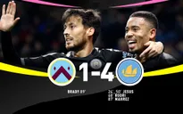 Burnley 1-4 Man City: Tạm chiếm vị trí nhì bảng
