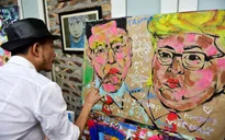 Họa sĩ Việt vẽ tranh về Tổng thống Donald Trump và Chủ tịch Kim Jong-un